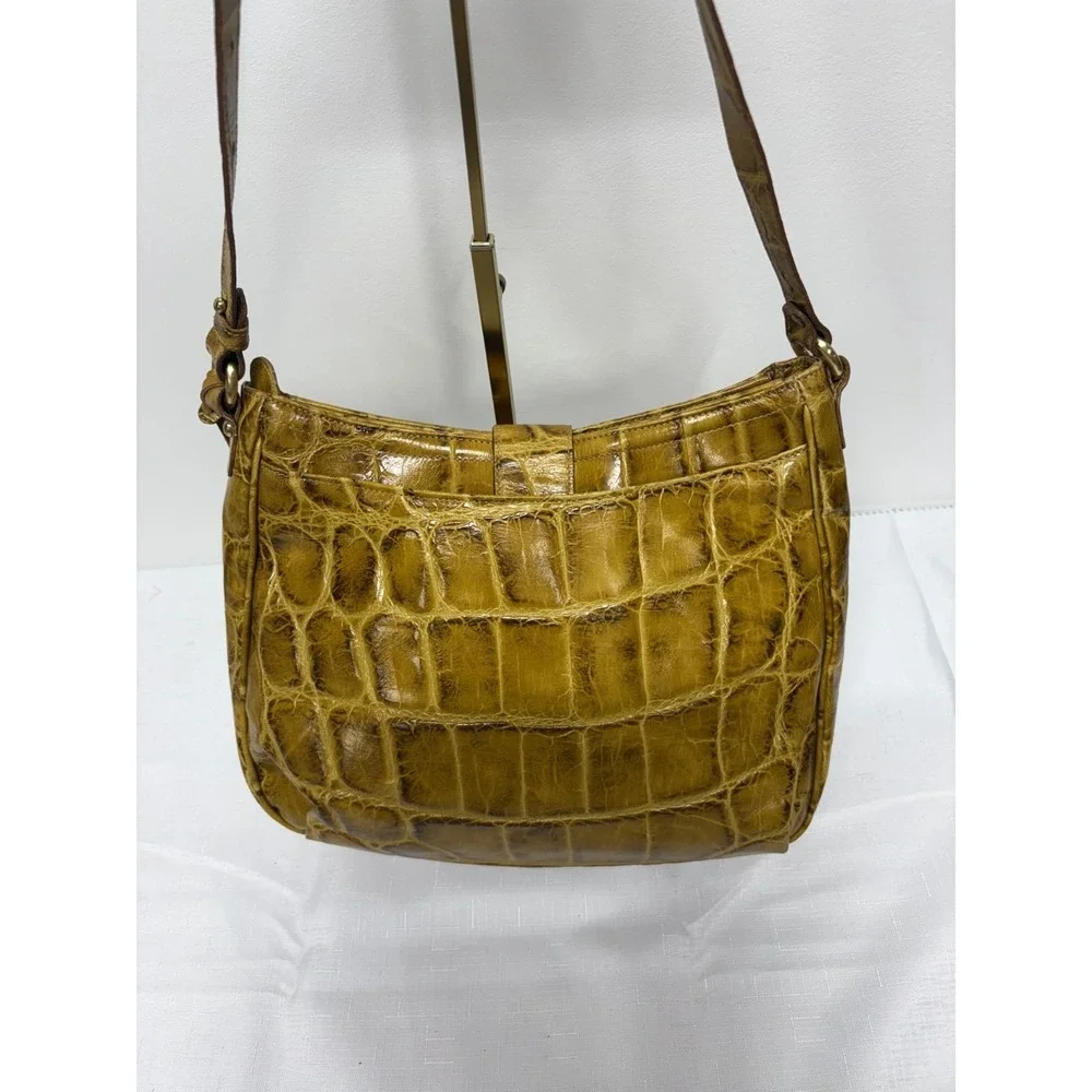 Brahmin Melbourne Croc Embossed Leather Hobo Shoulder Bag Adjustable Straps‎